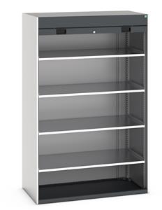 Extra wide Bott cubio cupboard with lockable roller shutter door - 1300mm wide x 650mm deep x 2000mm high.   Ideal for areas with limited space for door opening, this cupboard is supplied with 4 x 100kg capacity shelves.... Bott Cupboards with Roller Shutter Doors | Roller Shutter Cupboards Cubio range